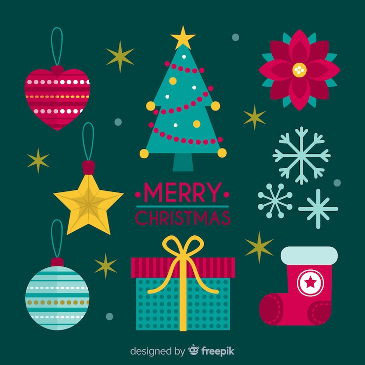 Vector gratuito colección de elementos de navidad en diseño flat