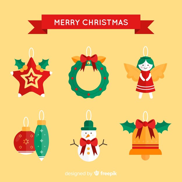 Colección de elementos de navidad en diseño flat