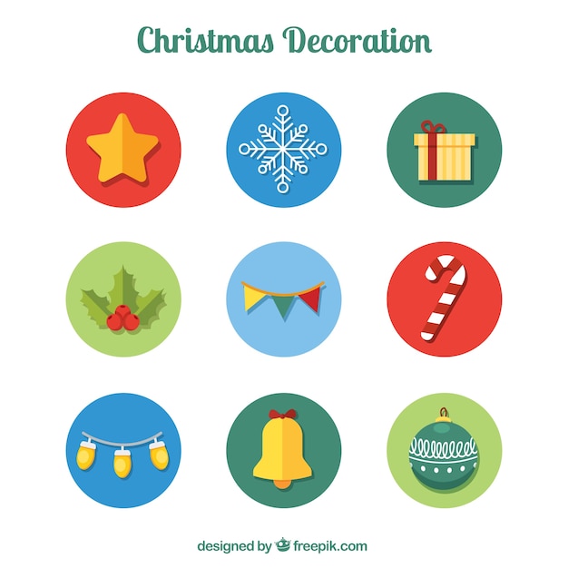 Vector gratuito colección de elementos de navidad en diseño plano