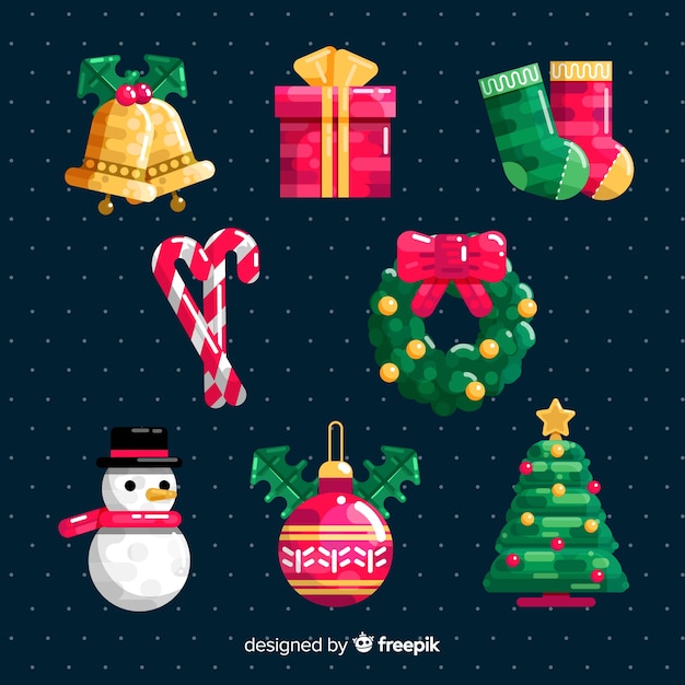 Colección de elementos de Navidad de diseño plano