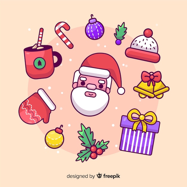 Colección de elementos de Navidad de diseño plano