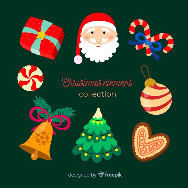 Colección de elementos de Navidad de diseño plano