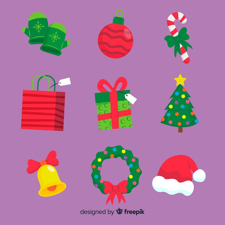 Vector gratuito colección de elementos de navidad de diseño plano