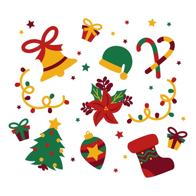 Vector gratuito colección de elementos de navidad de diseño plano