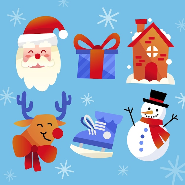 Colección de elementos de Navidad de diseño plano