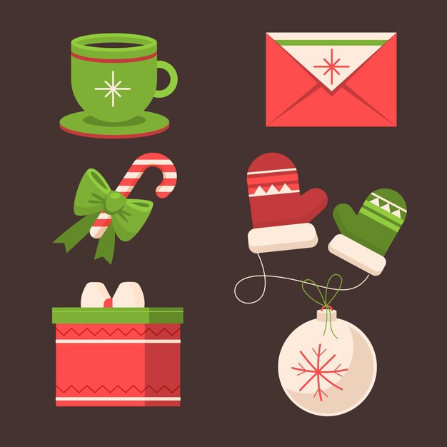 Colección de elementos de Navidad de diseño plano