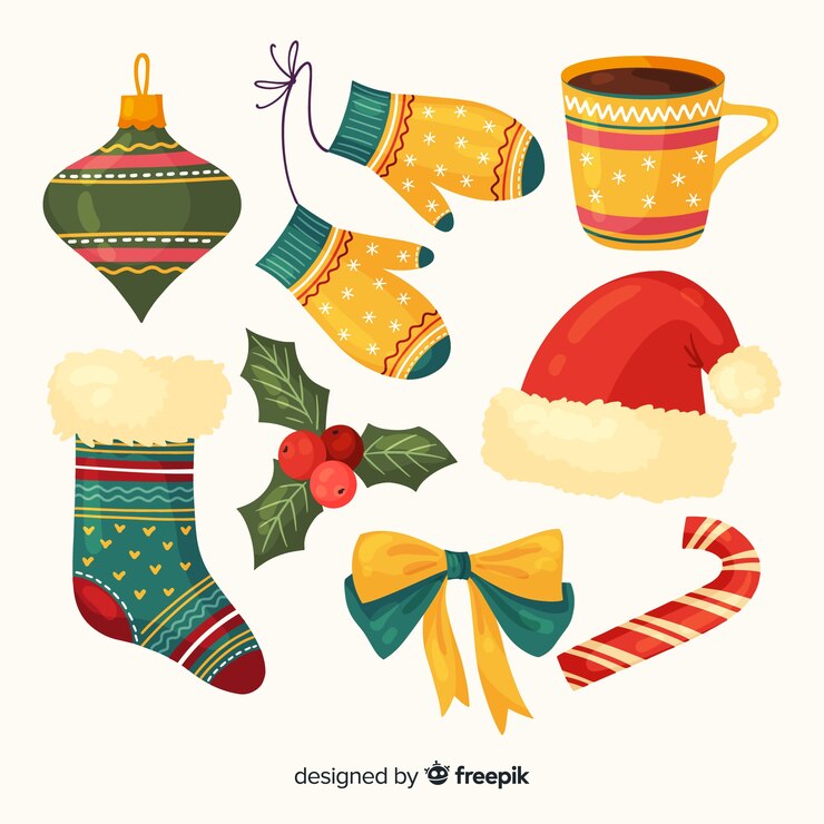 Vector gratuito colección de elementos de navidad de diseño plano