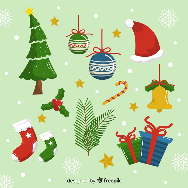 Colección de elementos de navidad en estilo dibujo a mano
