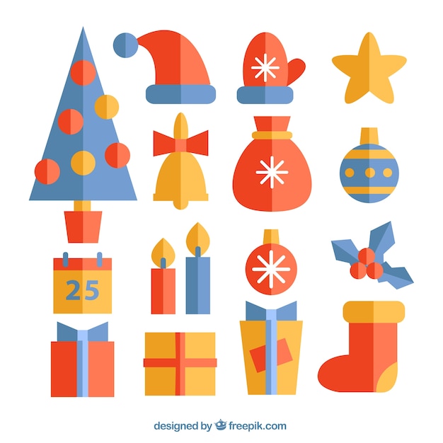 Colección de elementos de navidad flat