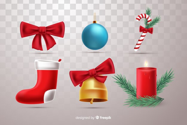 Colección de elementos de navidad hermosa realista
