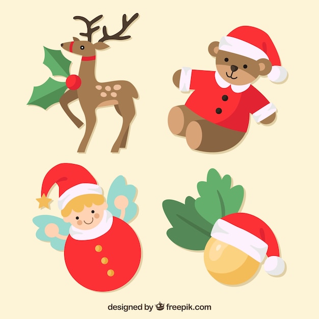 Vector gratuito colección de elementos de navidad planos