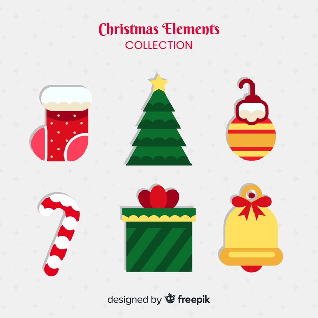 Colección de elementos de navidad planos