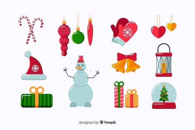 Colección de elementos de Navidad planos