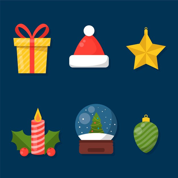 Colección de elementos de Navidad planos