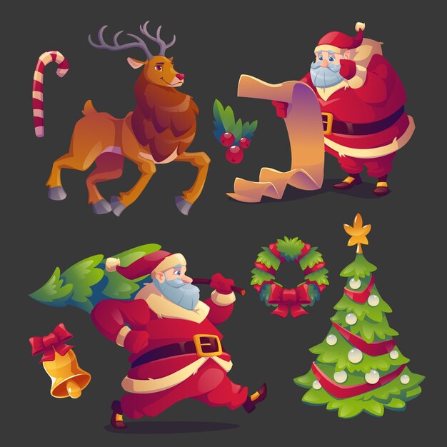 Colección de elementos de navidad planos