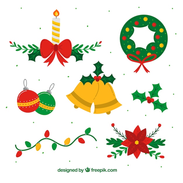 Vector gratuito colección de elementos de navidad