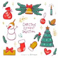 Vector gratuito colección de elementos navideños dibujados a mano