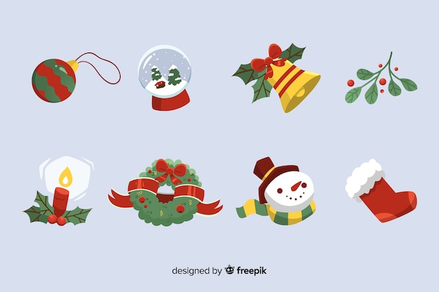 Colección de elementos navideños dibujados a mano