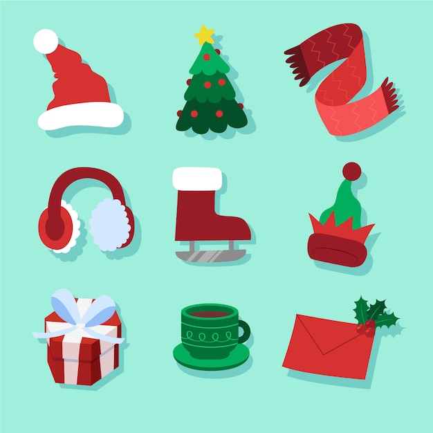 Vector gratuito colección de elementos navideños dibujados a mano