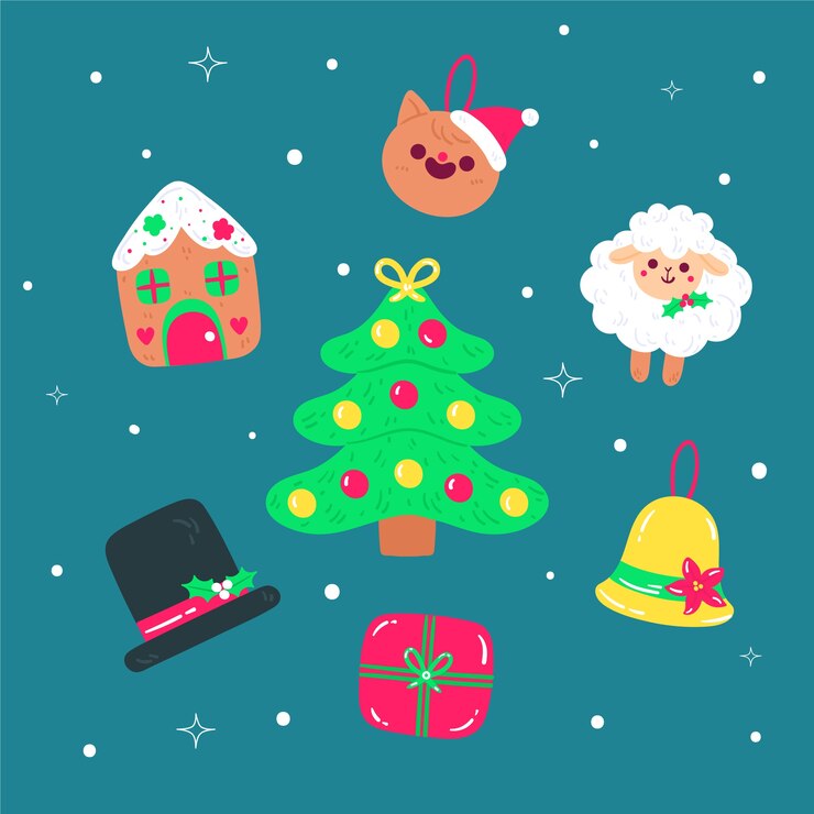 Vector gratuito colección de elementos navideños dibujados a mano