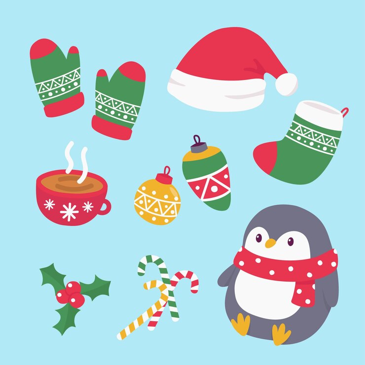 Vector gratuito colección de elementos navideños dibujados a mano