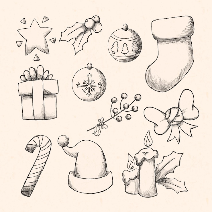 Vector gratuito colección de elementos navideños dibujados a mano