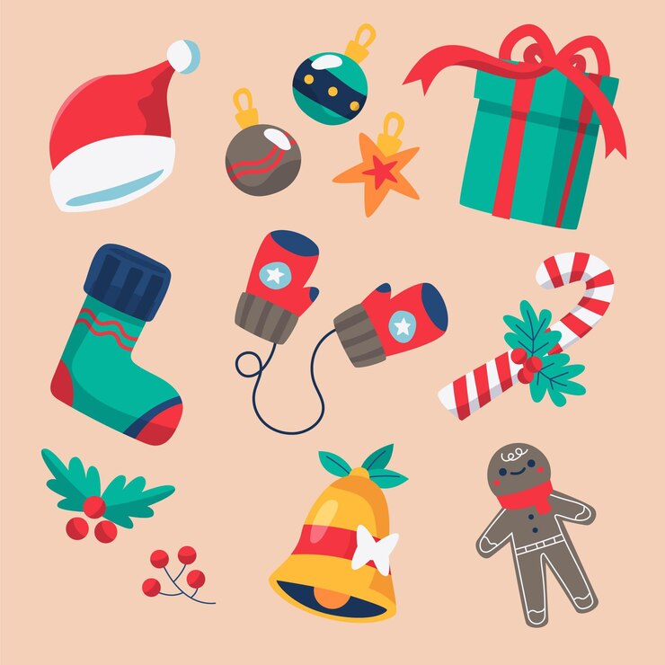 Vector gratuito colección de elementos navideños dibujados a mano