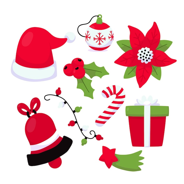 Vector gratuito colección de elementos navideños dibujados a mano