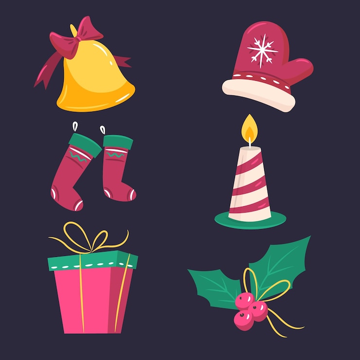 Vector gratuito colección de elementos navideños dibujados a mano
