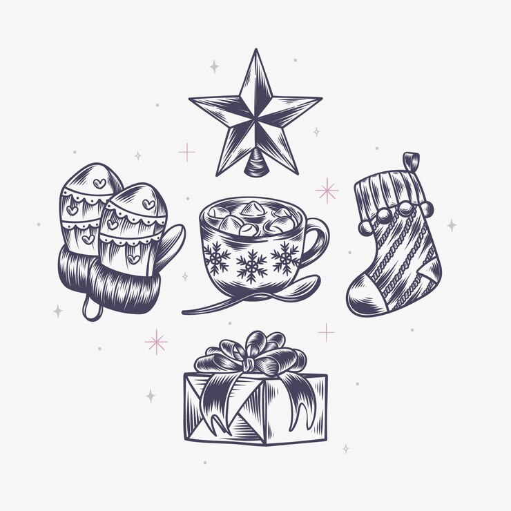 Vector gratuito colección elementos navideños dibujados a mano
