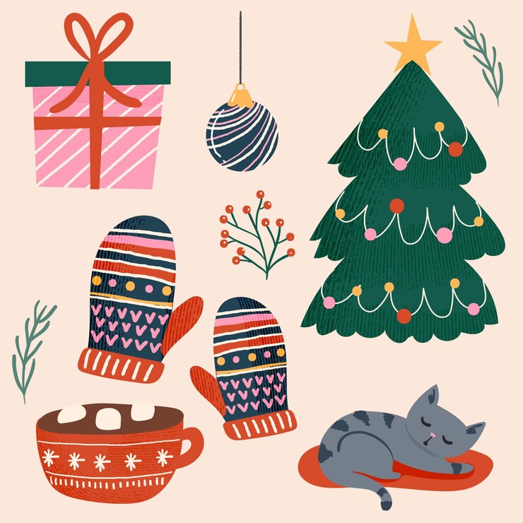 Vector gratuito colección de elementos navideños dibujados a mano