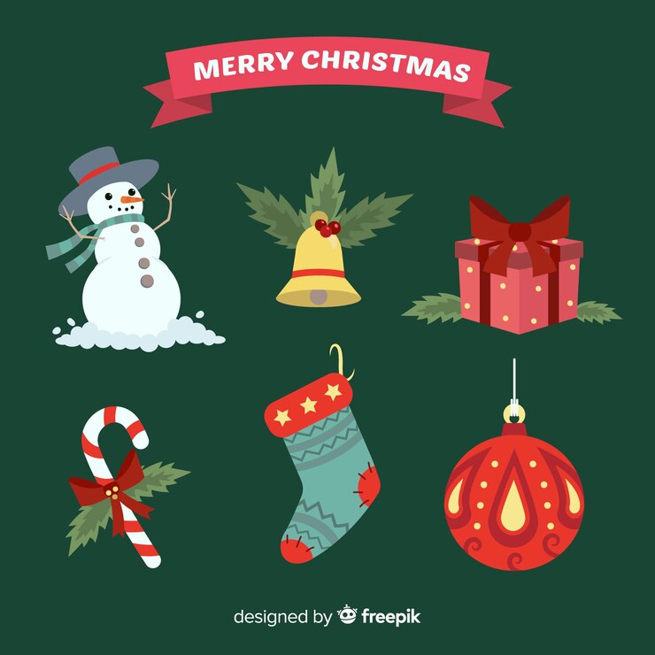 Vector gratuito colección de elementos navideños en diseño plano