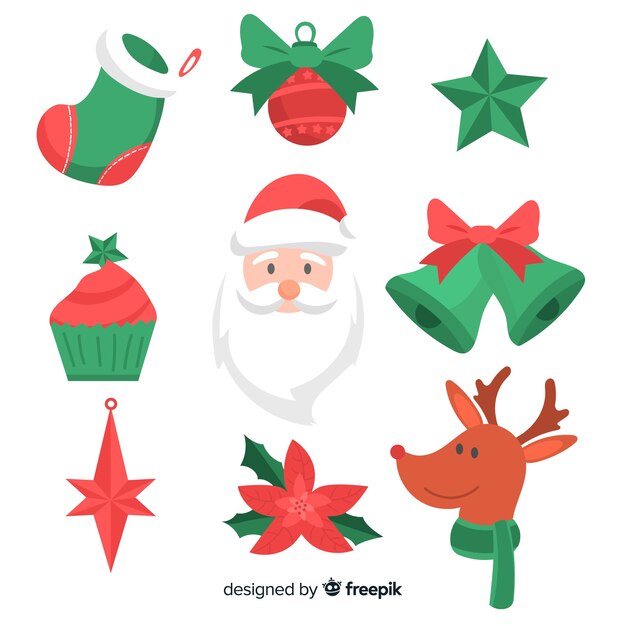 Vector gratuito colección de elementos navideños de diseño plano