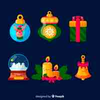 Vector gratuito colección de elementos navideños en diseño plano