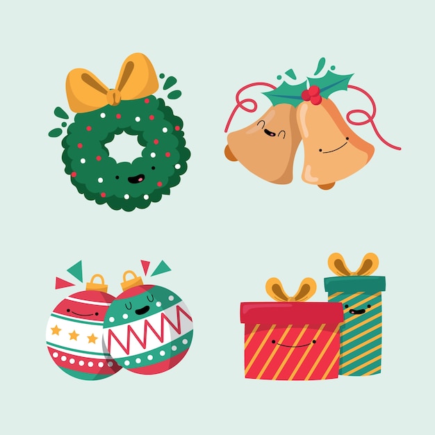 Vector gratuito colección de elementos navideños en diseño plano