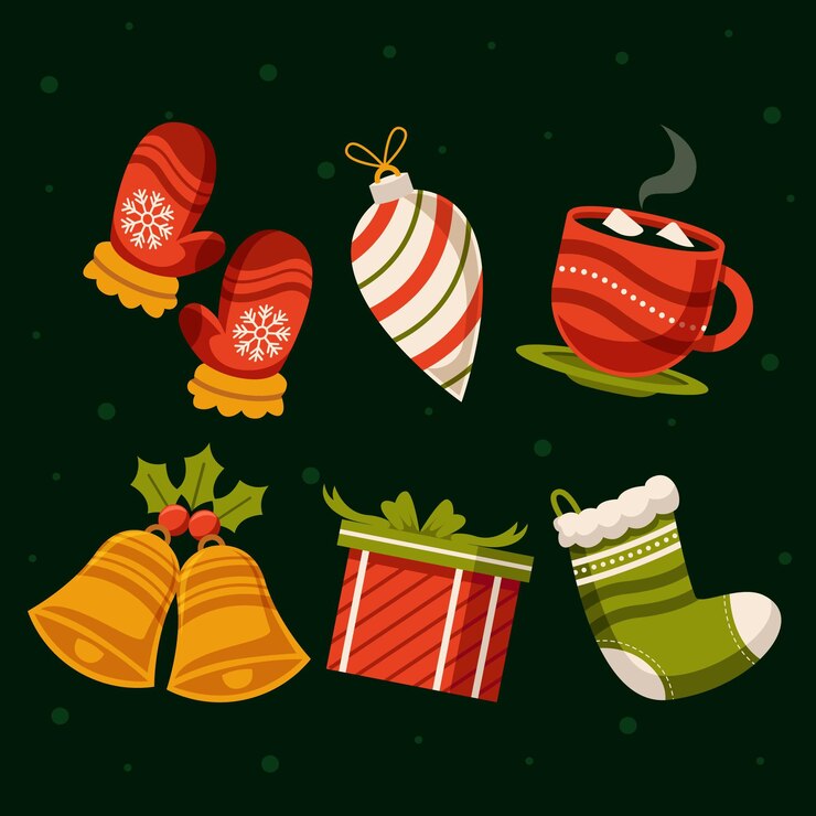 Vector gratuito colección de elementos navideños en diseño plano