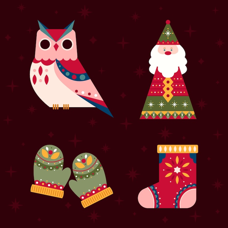 Vector gratuito colección de elementos navideños escandinavos planos