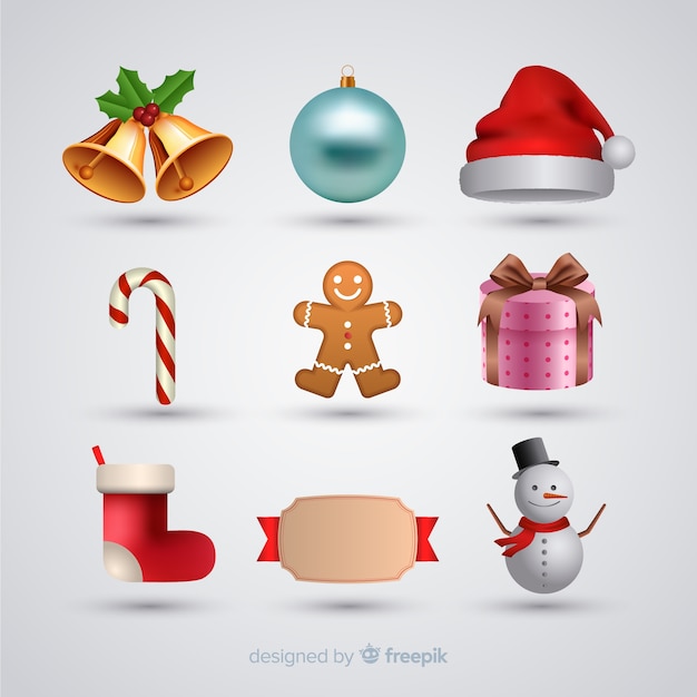 Vector gratuito colección de elementos navideños realistas