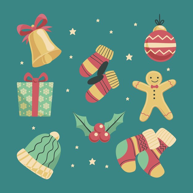 Colección de elementos navideños vintage