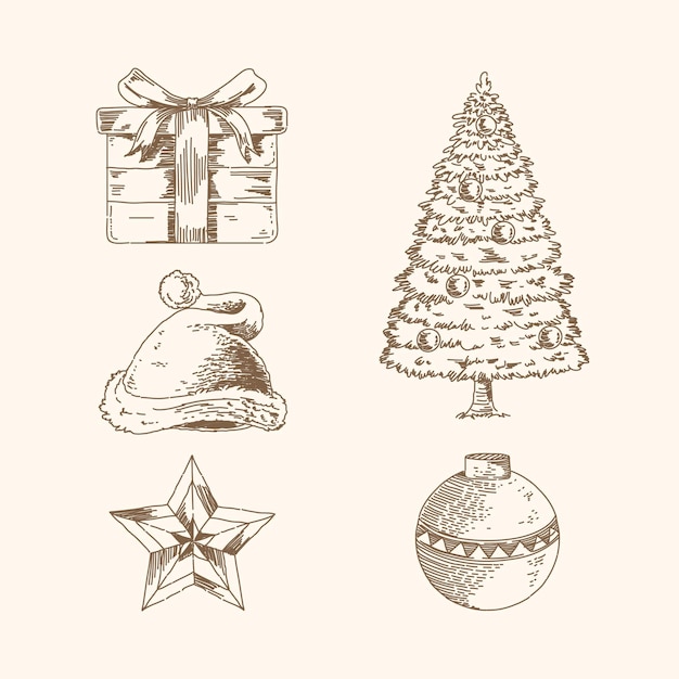 Colección de elementos navideños vintage