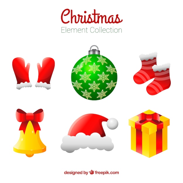 Colección de elementos navideños 