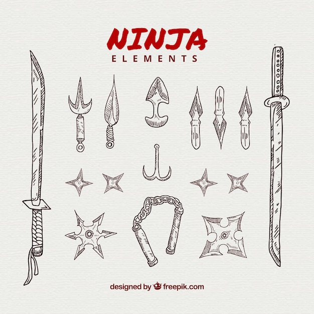 Colección de elementos de ninja