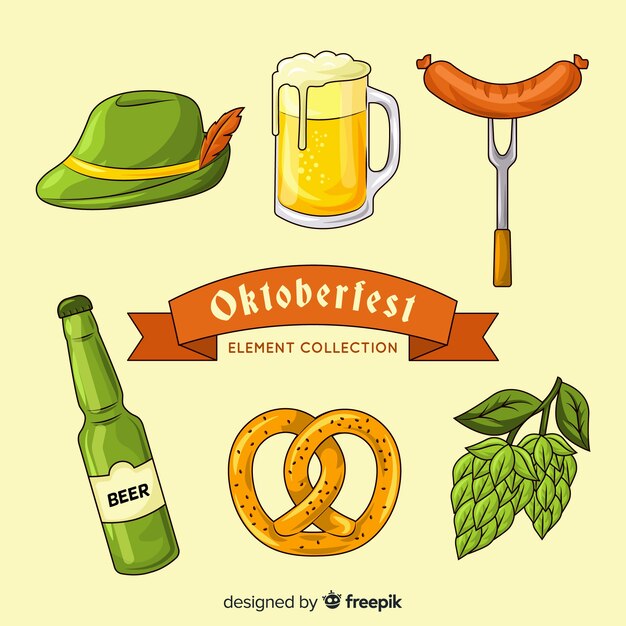 Colección de elementos de Oktoberfest dibujado a mano