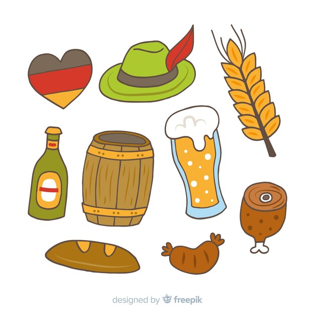Colección de elementos de oktoberfest dibujados a mano