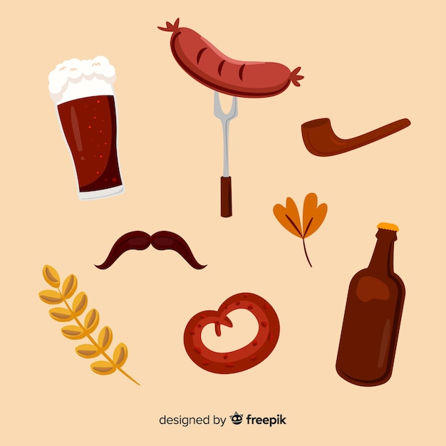 Vector gratuito colección de elementos de oktoberfest dibujados a mano