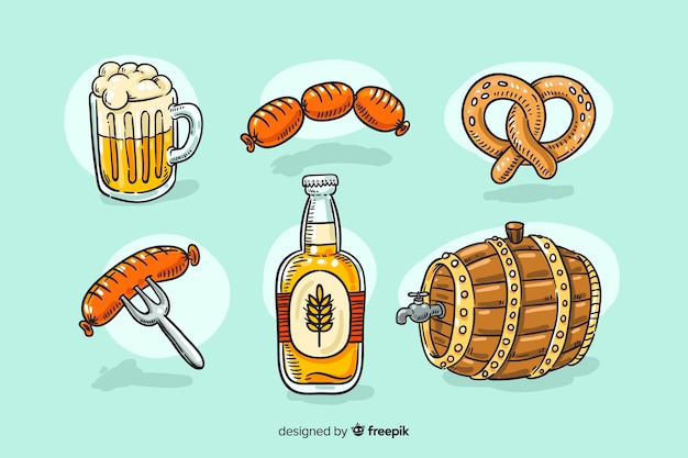 Vector gratuito colección de elementos de oktoberfest dibujados a mano