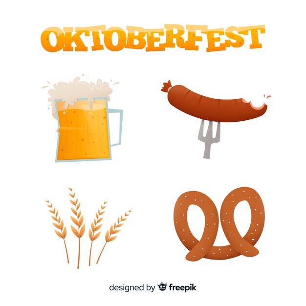 Colección de elementos de oktoberfest de diseño plano