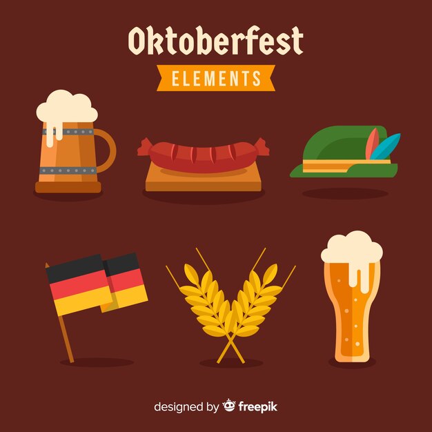 Colección de elementos de oktoberfest de diseño plano