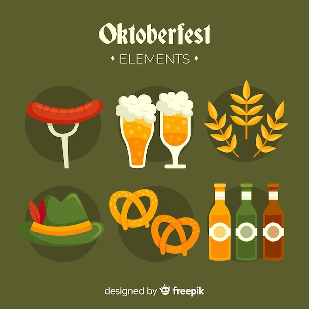 Colección de elementos de oktoberfest de diseño plano