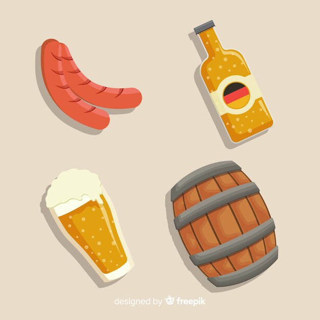 Colección de elementos de oktoberfest de diseño plano